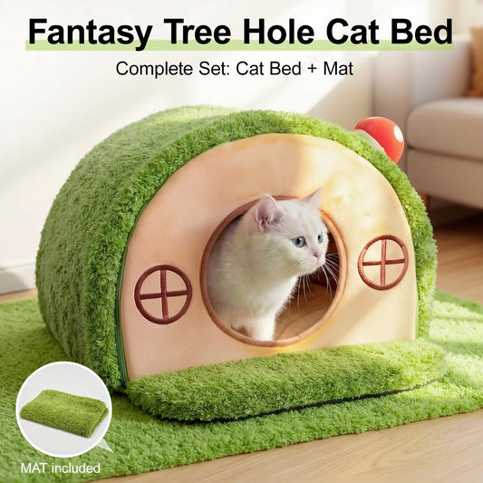 Crystal Velvet Cat Bed with Removable Cushion and Anti-Slip Base for Indoor Use