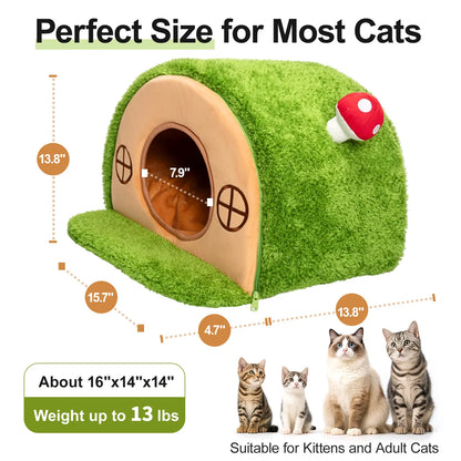 Crystal Velvet Cat Bed with Removable Cushion and Anti-Slip Base for Indoor Use