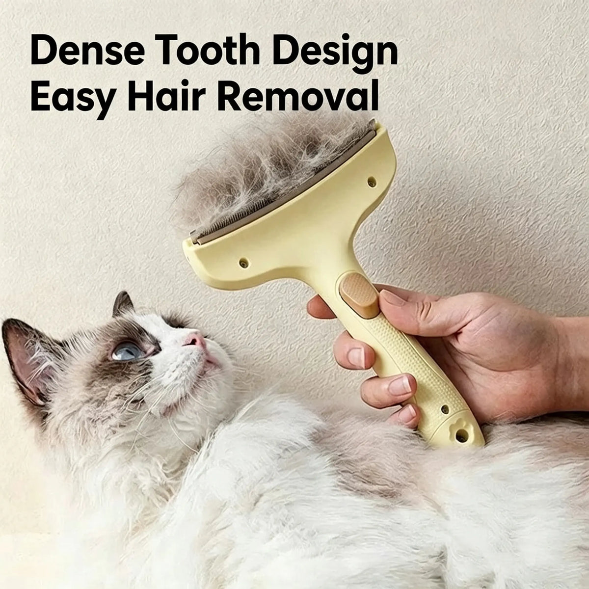 Professional Pet Deshedding Brush for Cats and Dogs | Self-Cleaning Undercoat Remover with Safe Curved Blade, Reduces Shedding by 90%, Ergonomic Anti-Slip Grip