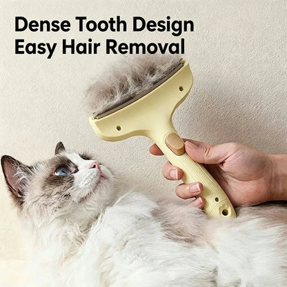 Professional Pet Deshedding Brush for Cats and Dogs | Self-Cleaning Undercoat Remover with Safe Curved Blade, Reduces Shedding by 90%, Ergonomic Anti-Slip Grip