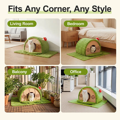 Crystal Velvet Cat Bed with Removable Cushion and Anti-Slip Base for Indoor Use